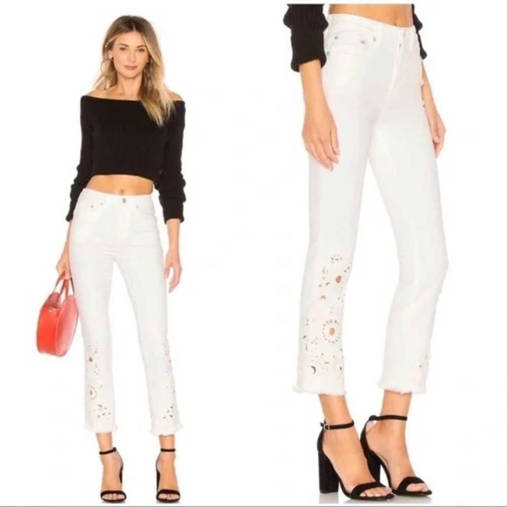Free People Cutwork High Rose Cigarette Jeans 29